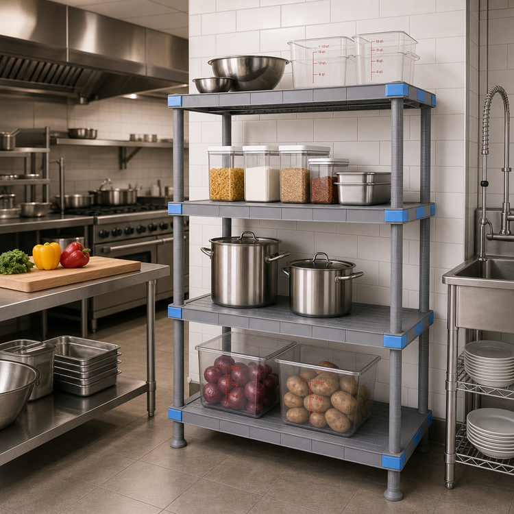 Product image #2 for Quantum Millenia 4-Shelf Stationary Solid Polymer Shelving Starter Unit, 48 x 21 x 62 Inches, Gray