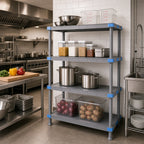 Thumbnail image #2 for Quantum Millenia QP214862SS-4 4-Shelf Stationary Solid Polymer Shelving Starter Unit, 48 x 21 x 62 Inches, Gray