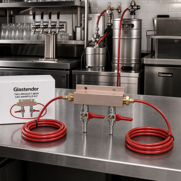 Product image #2 for Glastender Two-Product Beer Gas Manifold Kit with Red Gas Tubing