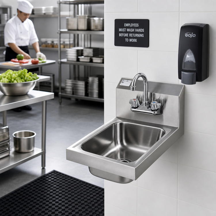 Product image #2 for Space Saver Wall-Mounted Stainless Steel Hand Sink with Gooseneck Faucet, 11 x 13 Inches