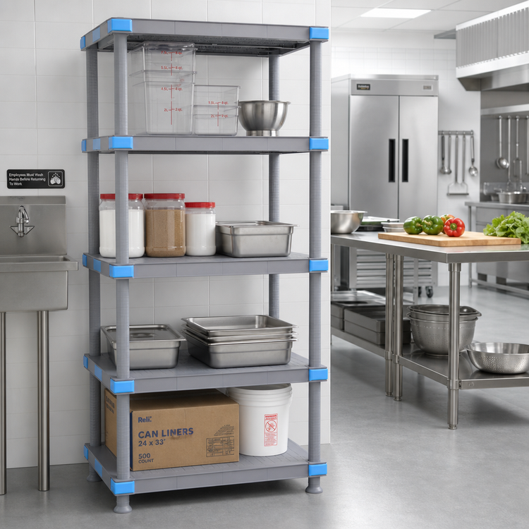 Product image #2 for Millenia 24-Inch Wide Polymer Stationary Starter Shelving Unit with 4 Solid Shelves