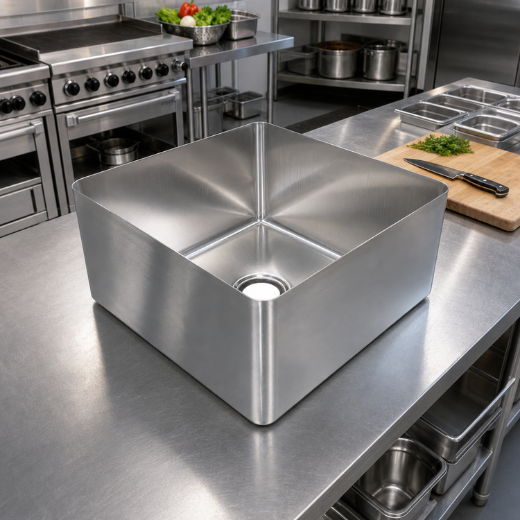 Product image #2 for Single-Compartment 24 x 24 x 14-Inch Deep Weld-In Sink Bowl, 16-Gauge 304 Stainless Steel
