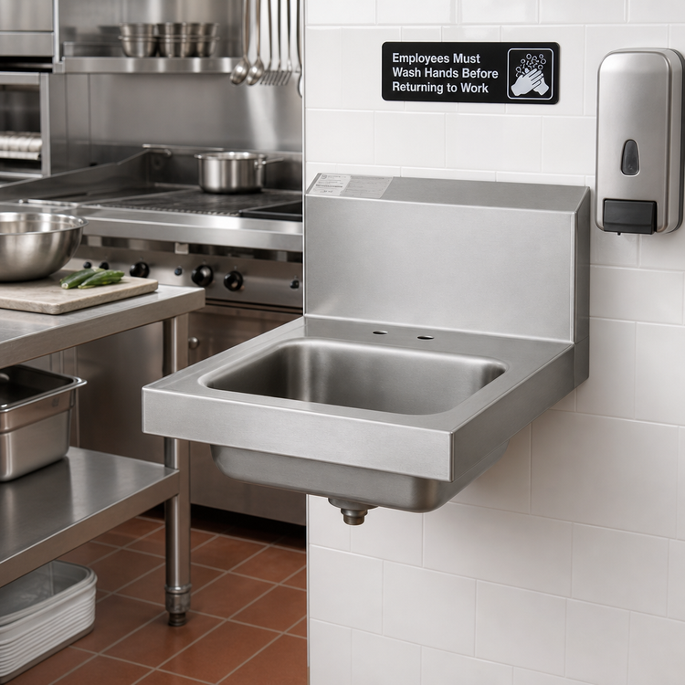 Product image #2 for Advance Tabco Wall-Mounted Hand Sink, 14-Inch Bowl, 304 Stainless Steel, Faucet Not Included