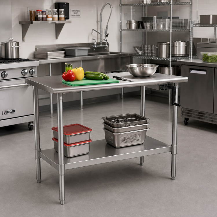 Product image #2 for Eagle AdjusTable ADA/Ergonomic Height Adjustable Stainless Steel Work Table with Undershelf, 48 x 24 Inches