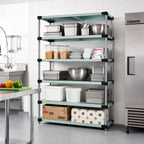 Thumbnail image #2 for Quantum WRS5-86-1848SS Stationary 304 Stainless Steel Solid Shelving Starter Kit, 5 Shelves, 48"W x 18"D x 86"H
