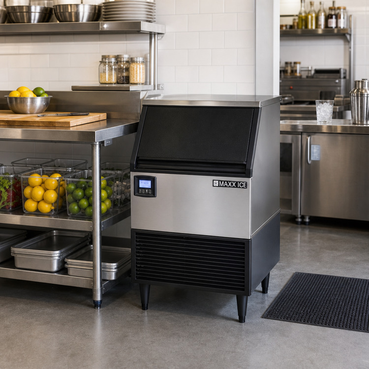 Product image #2 for Maxx Ice Undercounter Full-Dice Ice Maker with 75 lb Bin, Air-Cooled, 199 lb/Day