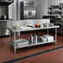 Thumbnail image #2 for Duke 144-Inch x 36-Inch Stainless Steel Work Table with 10-Inch Riser and Undershelf