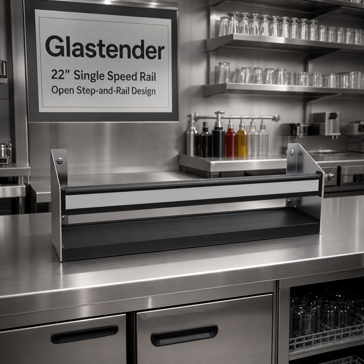 Product image #2 for Glastender 22-Inch Single Speed Rail with Open Step-and-Rail Design