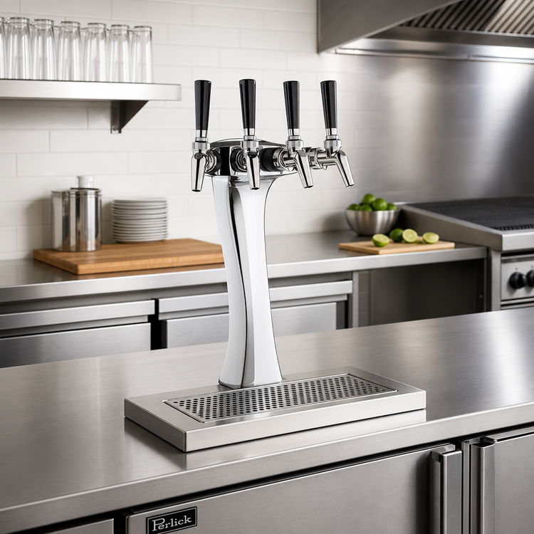 Product image #2 for Perlick Panther 3-Faucet Glycol-Cooled Countertop Draft Beer Tower, Polished Chrome