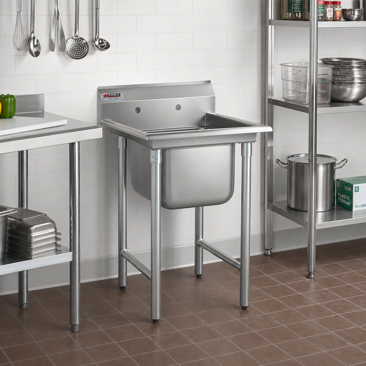 Product image #2 for Eagle Group 314 Series Single-Compartment Stainless Steel Sink with 18-Inch Right Drainboard, 46-3/4 in. W