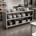 Thumbnail image #2 for John Boos 96-Inch Wide Open Front Stainless Steel Dish Storage Cabinet with Open Base and Mid Shelf