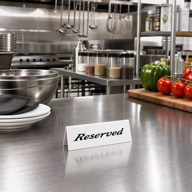 Product image #2 for American Metalcraft 6 x 2 Inch White Plastic Double-Sided Tent-Style Reserved Table Sign