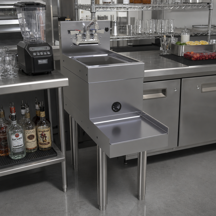 Product image #2 for Glastender BSB-12 Freestanding Stainless Steel Underbar Blender Station with Dump Sink
