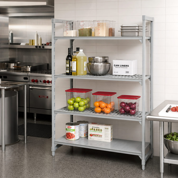 Product image #3 for Cambro Camshelving Premium 24-Inch Wide x 18-Inch Deep x 72-Inch High 4-Shelf Vented and Solid Add-On Polymer Shelving Unit