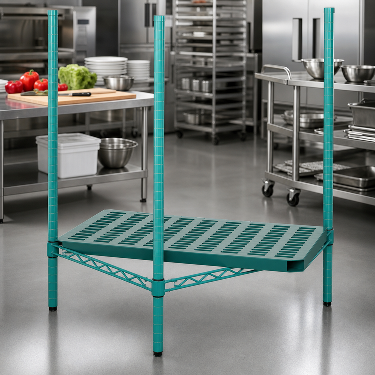 Product image #2 for QuadPlus 60 x 24 Inch Solid Green Polymer Shelf Mat with Wire Frame and Antimicrobial Protection