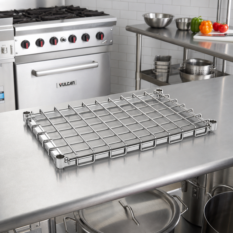 Product image #2 for Eagle Group 30" x 18" Chrome Dunnage Shelf with Removable Wire Mat