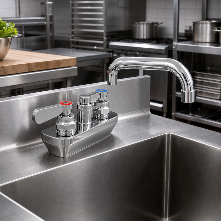 Product image #2 for BK Resources OptiFlow Heavy Duty Solid Body Faucet with 16-Inch Swing Spout