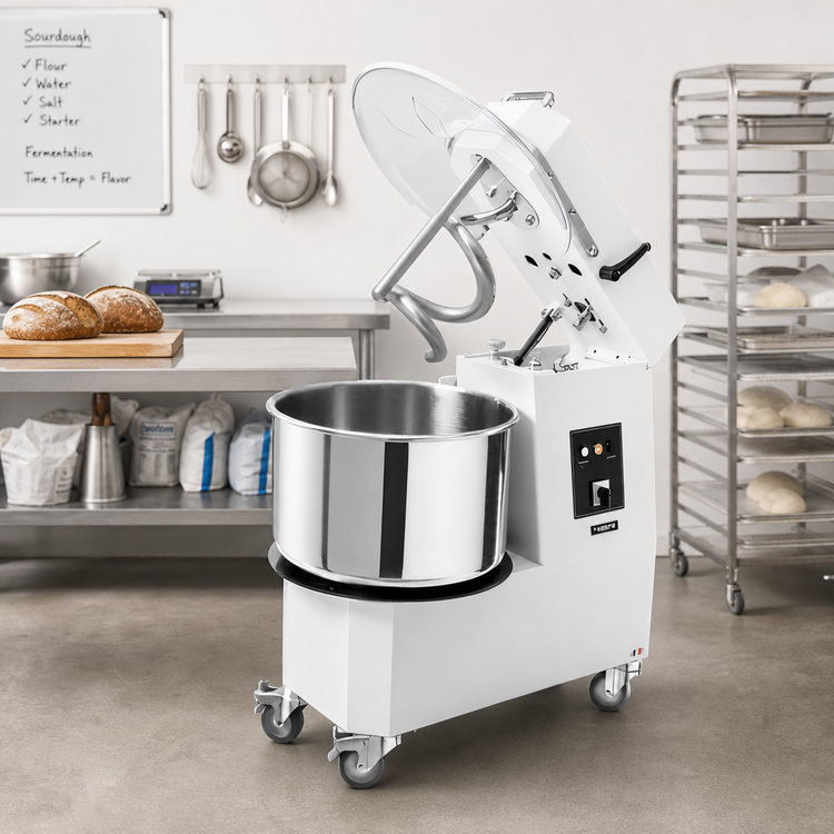 Product image #2 for Trento Fixed-Bowl Spiral Dough Mixer with Timer, 46 lb Capacity, 120V