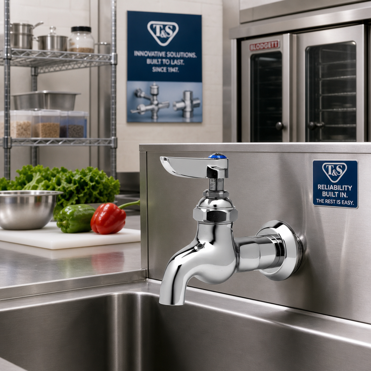 Product image #2 for T&S Brass B-0715 Heavy-Duty Single Sink Faucet with Lever Handle, 1/2" IPS Male Inlet, Low Lead, ADA Compliant