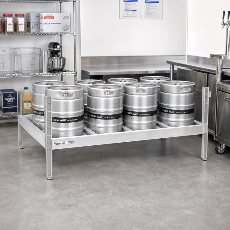 Product image #3 for New Age 80-Inch W x 34-Inch D Aluminum Keg Shelf, 8-Keg Capacity