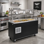 Thumbnail image #2 for Vollrath 2-Series Affordable Portable™ R38733A Portable Refrigerated 3-Pan Cold Food Buffet Station with Breath Guard and Locking Casters
