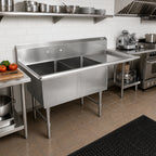 Thumbnail image #2 for John Boos 2B18244-1D18R-X 2-Compartment Stainless Steel Sink with Right-Hand Drainboard, 18 x 24 x 14 Inch Bowls, 10-Inch Backsplash