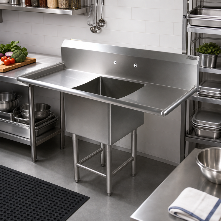 Product image #2 for John Boos Pro-Bowl 1-Compartment Stainless Steel Sink with Left & Right Drainboards