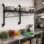 Thumbnail image #2 for Quantum WC14-CB1854BK Wall-Mount Cantilever Single Shelf Wire Shelving Unit, 54 x 18 Inches, Black Epoxy Finish