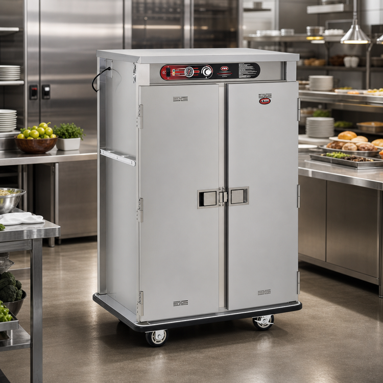 Product image #2 for E-Series Electric Banquet Cart Holding Cabinet with Double Doors, 96 Covered Plate Capacity