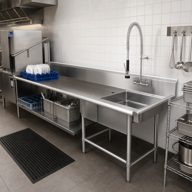 Product image #2 for 72-Inch Right-to-Left Soiled Dish Table with 20 x 20 Pre-Rinse Sink
