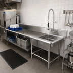 Thumbnail image #2 for Klinger's Trading SDT72R 72-Inch Right-to-Left Soiled Dish Table with 20 x 20 Pre-Rinse Sink, 16-Gauge 304 Stainless Steel