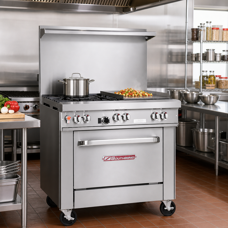 Product image #2 for Southbend Ultimate 36-Inch Gas Restaurant Range with 2 Open Burners, 24-Inch Griddle and Convection Oven