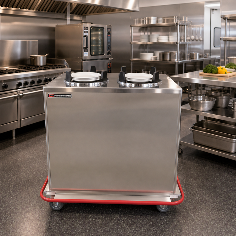 Product image #2 for Carter-Hoffmann Mobile Enclosed Unheated 3-Silo Plate Dispenser Cart for 12-Inch Round Plates