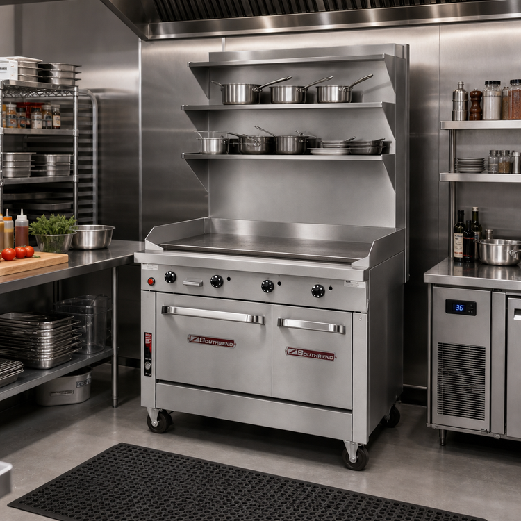 Product image #2 for Southbend Platinum Heavy Duty 48-Inch Gas Sectional Range with Full-Width Thermostatic Griddle and Dual Cabinet Base