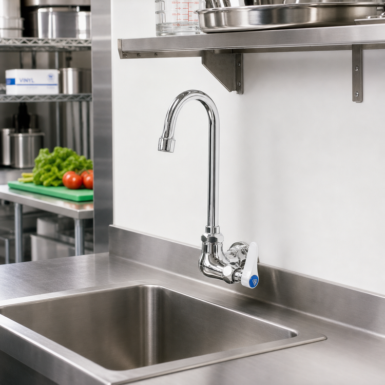 Product image #2 for T&S Brass Single Pantry Wall-Mount Faucet with Rigid Gooseneck, Lever Handle, and 1.5 GPM Aerator