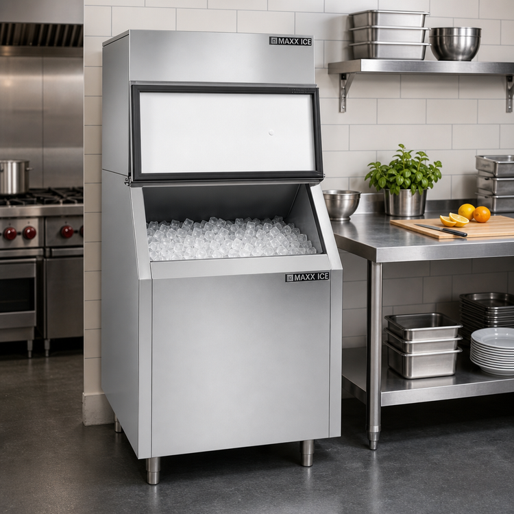 Product image #2 for Maxx Ice 30-Inch Modular Full Dice Cube Ice Machine with 400 lb Storage Bin
