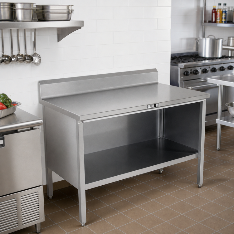 Product image #2 for John Boos Open-Front Enclosed Base Stainless Steel Work Table with 5-Inch Backsplash, 60 x 30 Inches