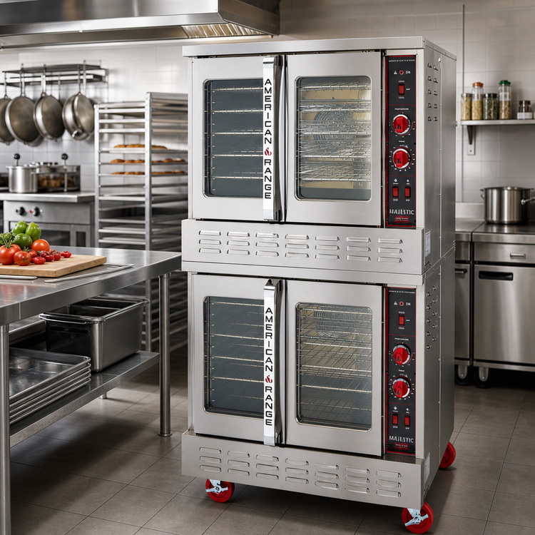 Product image #3 for American Range Majestic Full-Size Double-Deck Gas Convection Oven, Standard Depth, 5-Pan Capacity, 50/50 Glass Doors