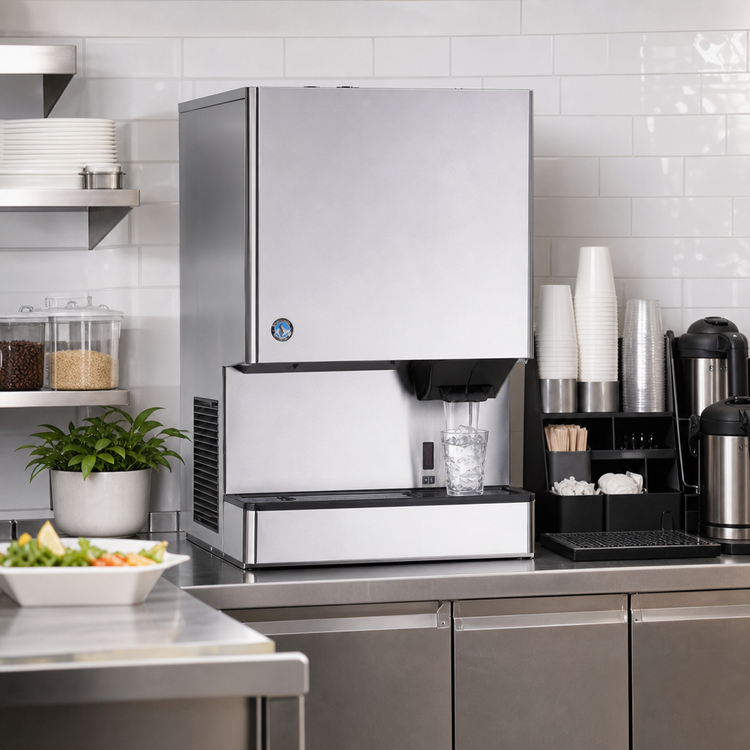 Product image #2 for Hoshizaki Opti-Serve Cubelet-Style Ice Maker/Water Dispenser, Water-Cooled, Countertop, 40 lb Storage