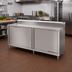 Thumbnail image #2 for John Boos Enclosed Work Table with Sliding Doors, 120W x 36D, 14-Gauge 300 Series Stainless Steel Top, 5-Inch Backsplash