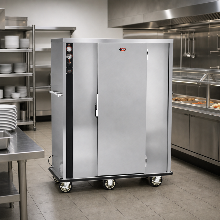 Product image #3 for FWE P-144-XL P-Series Mobile Heated Banquet Cart, 120-144 Covered Plates, Stainless Steel