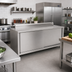 Thumbnail image #2 for John Boos 84 Inch x 30 Inch Stainless Steel Enclosed Work Table with Sliding Doors and 5 Inch Backsplash