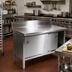 Thumbnail image #2 for John Boos Enclosed Stainless Steel Work Table with Cabinet Base and Sliding Doors, 84 x 30 Inches, 5-Inch Backsplash