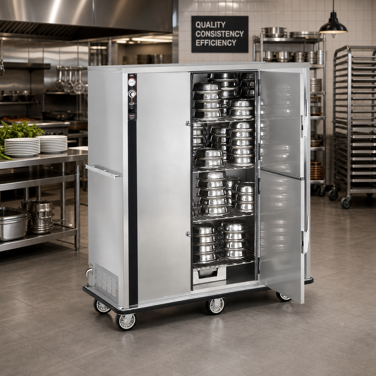 Product image #3 for FWE P-Series P-200-XL Mobile Insulated Banquet Cart Holding Cabinet with Double Dutch Doors, 160-200 Covered Plate Capacity