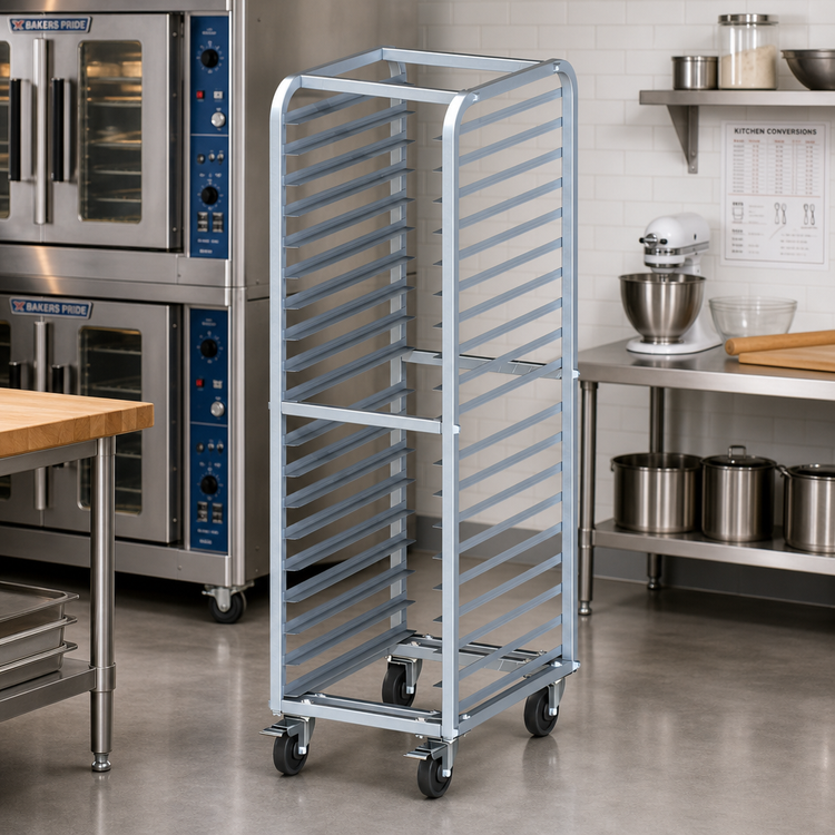 Product image #3 for Winco AWRK-20HBK Mobile Full-Height Aluminum Sheet Pan Rack, 20-Pan Capacity