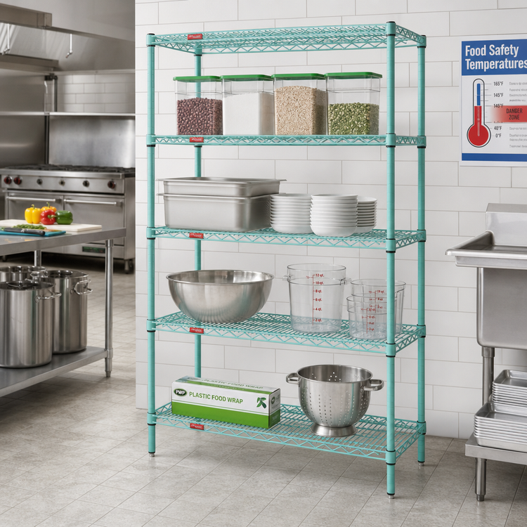 Product image #2 for EagleGard 4-Tier Stationary Starter Wire Shelving Unit, 36 x 24 x 74 Inches, Hybrid Epoxy Finish
