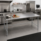 Thumbnail image #2 for Eagle Group Budget Series UT2484GTB 84-Inch x 24-Inch 430 Stainless Steel Work Table with 1-1/2-Inch Rear Up-Turn and Galvanized Open Base