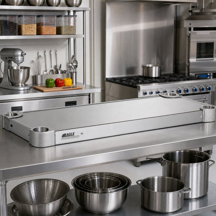 Product image #3 for Eagle Group Quik-Set 48" x 24" Solid Flat Stainless Steel Shelf with Marine Edge
