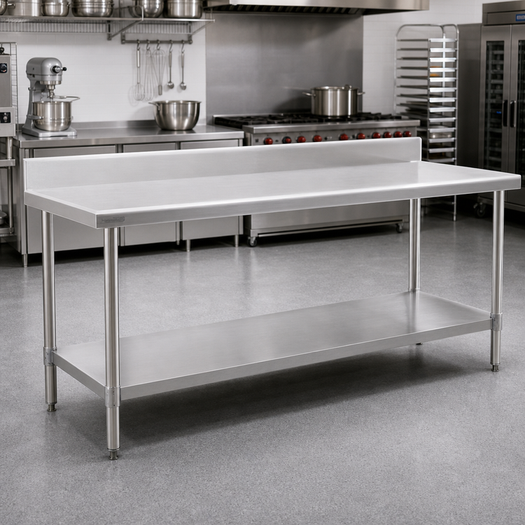 Product image #2 for Eagle Spec-Master Marine Series Stainless Steel Work Table with 4-1/2-Inch Backsplash and Adjustable Undershelf, 120 x 36 Inch