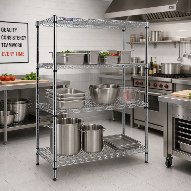 Product image #2 for Add-A-Shelf 4-Tier Wire Shelving Starter Unit, 36 x 24 x 74 Inches, Chrome Finish